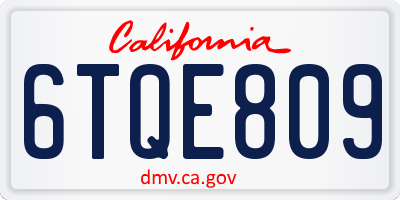 CA license plate 6TQE809