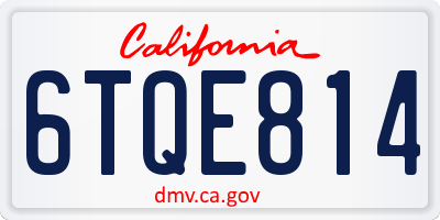 CA license plate 6TQE814