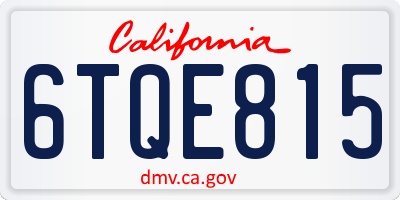 CA license plate 6TQE815