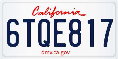 CA license plate 6TQE817