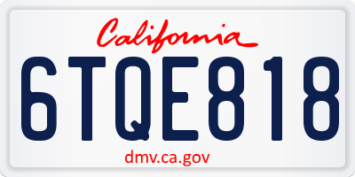 CA license plate 6TQE818