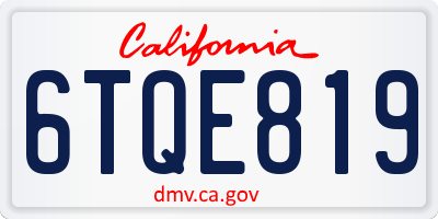 CA license plate 6TQE819