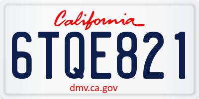 CA license plate 6TQE821
