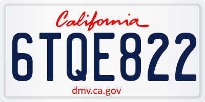 CA license plate 6TQE822