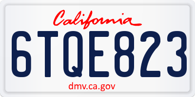 CA license plate 6TQE823