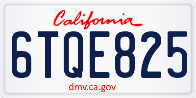 CA license plate 6TQE825