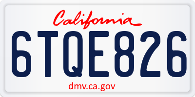 CA license plate 6TQE826