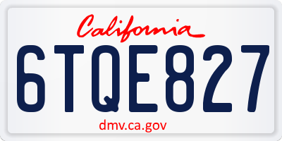 CA license plate 6TQE827