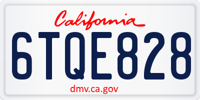 CA license plate 6TQE828