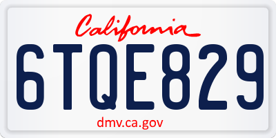 CA license plate 6TQE829