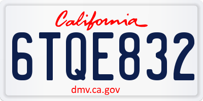 CA license plate 6TQE832