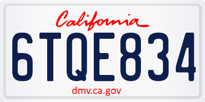 CA license plate 6TQE834