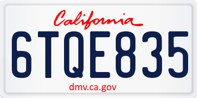 CA license plate 6TQE835