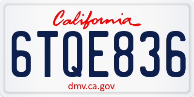 CA license plate 6TQE836