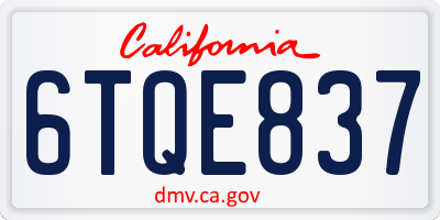 CA license plate 6TQE837