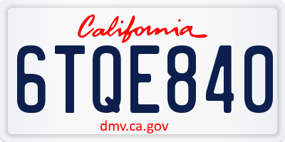 CA license plate 6TQE840