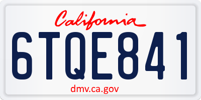 CA license plate 6TQE841