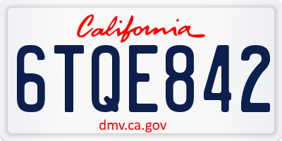 CA license plate 6TQE842