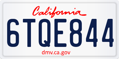 CA license plate 6TQE844