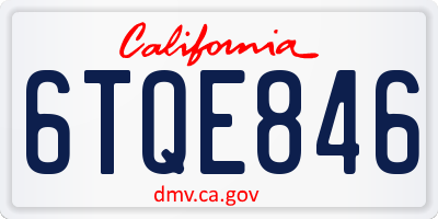 CA license plate 6TQE846