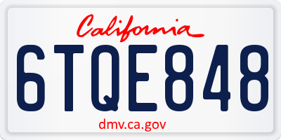 CA license plate 6TQE848