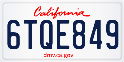 CA license plate 6TQE849