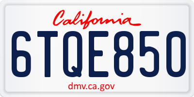 CA license plate 6TQE850