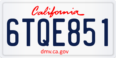 CA license plate 6TQE851