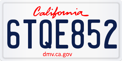 CA license plate 6TQE852