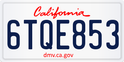 CA license plate 6TQE853