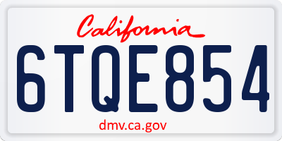 CA license plate 6TQE854