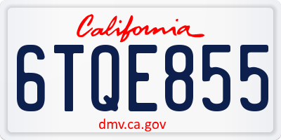 CA license plate 6TQE855