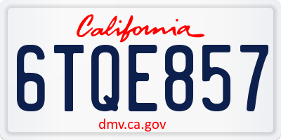 CA license plate 6TQE857