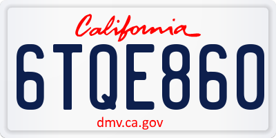 CA license plate 6TQE860