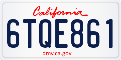 CA license plate 6TQE861