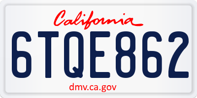 CA license plate 6TQE862