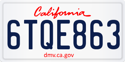 CA license plate 6TQE863