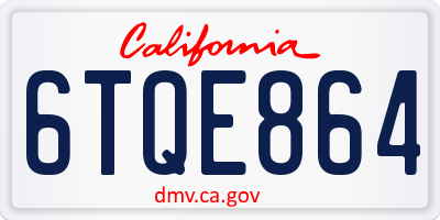 CA license plate 6TQE864