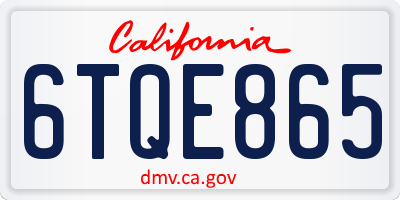 CA license plate 6TQE865