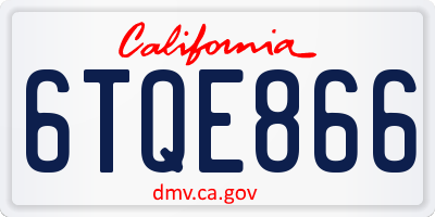 CA license plate 6TQE866