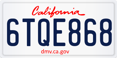 CA license plate 6TQE868