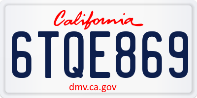 CA license plate 6TQE869