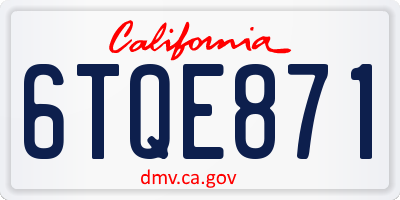 CA license plate 6TQE871