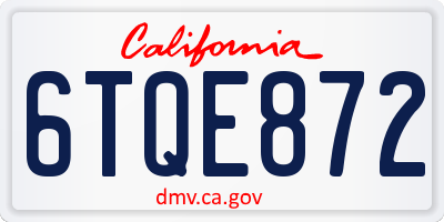 CA license plate 6TQE872