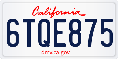 CA license plate 6TQE875