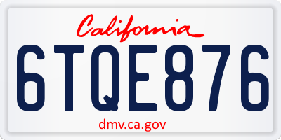 CA license plate 6TQE876