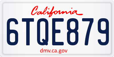 CA license plate 6TQE879