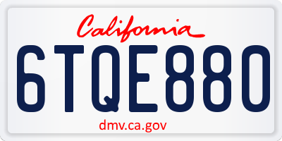 CA license plate 6TQE880