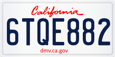 CA license plate 6TQE882