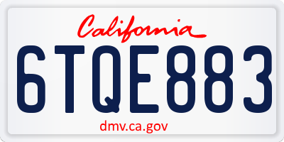 CA license plate 6TQE883